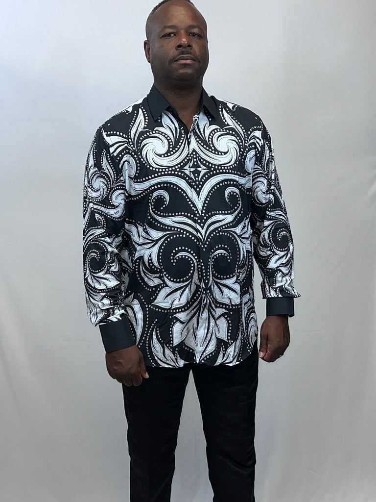 paisley print button up shirt