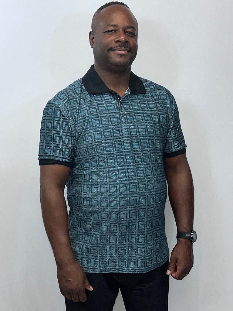 geo print polo shirt