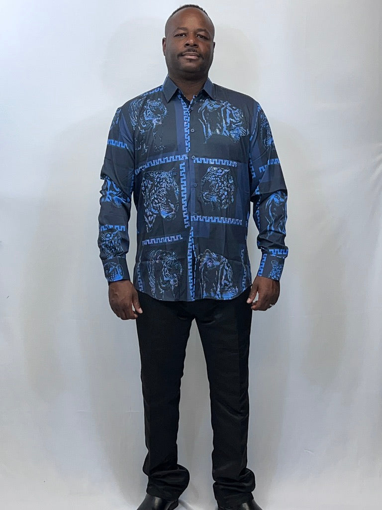 big cat button up shirt