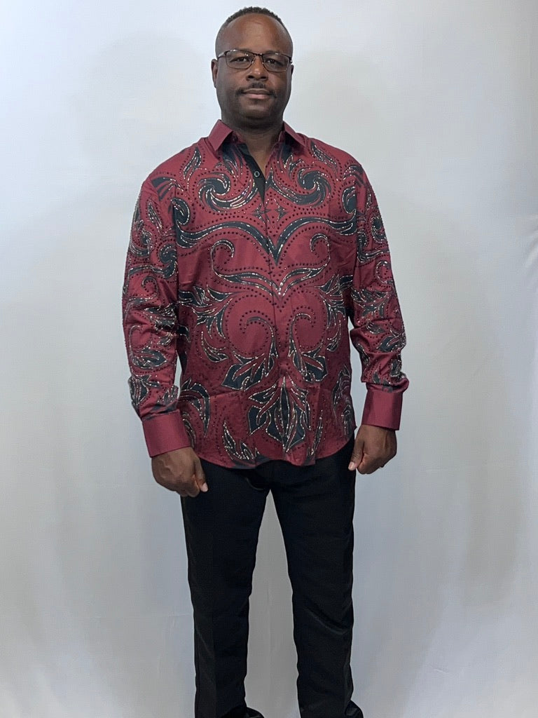 paisley print button up shirt