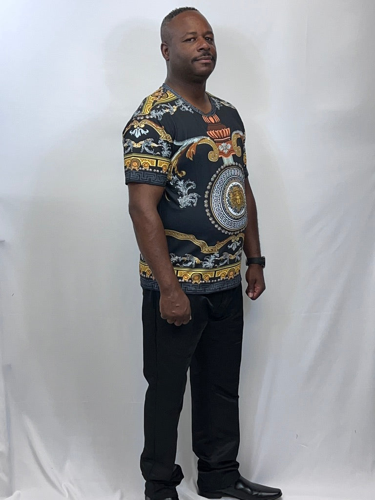 black and gold crewneck