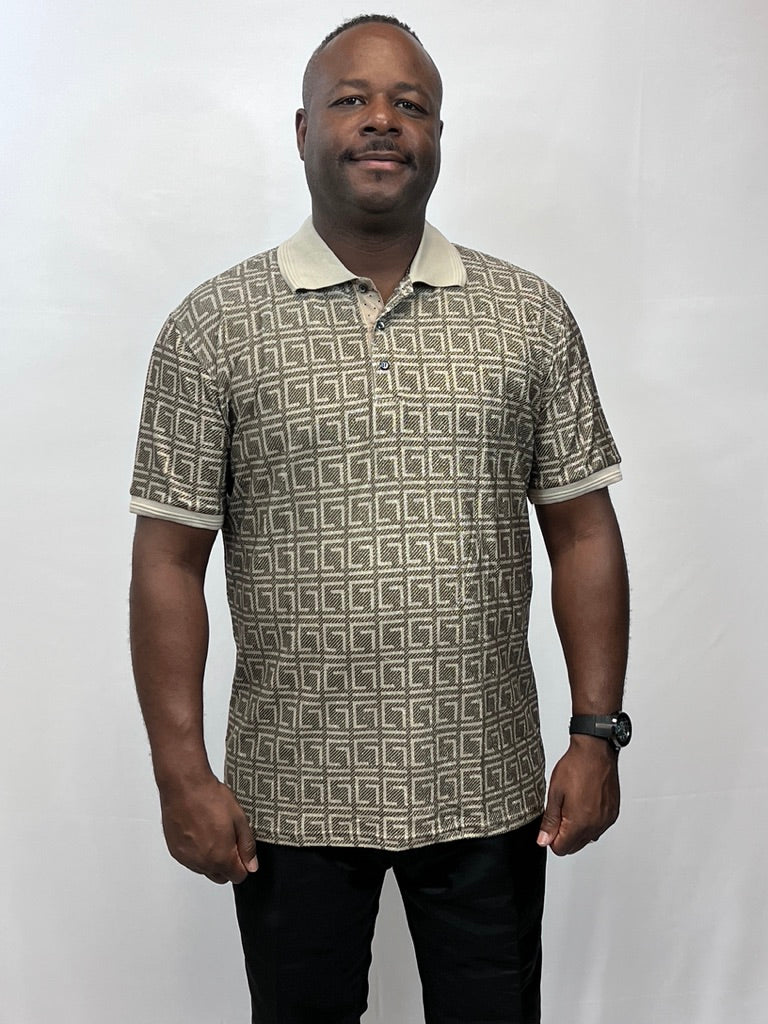 geo print polo shirt