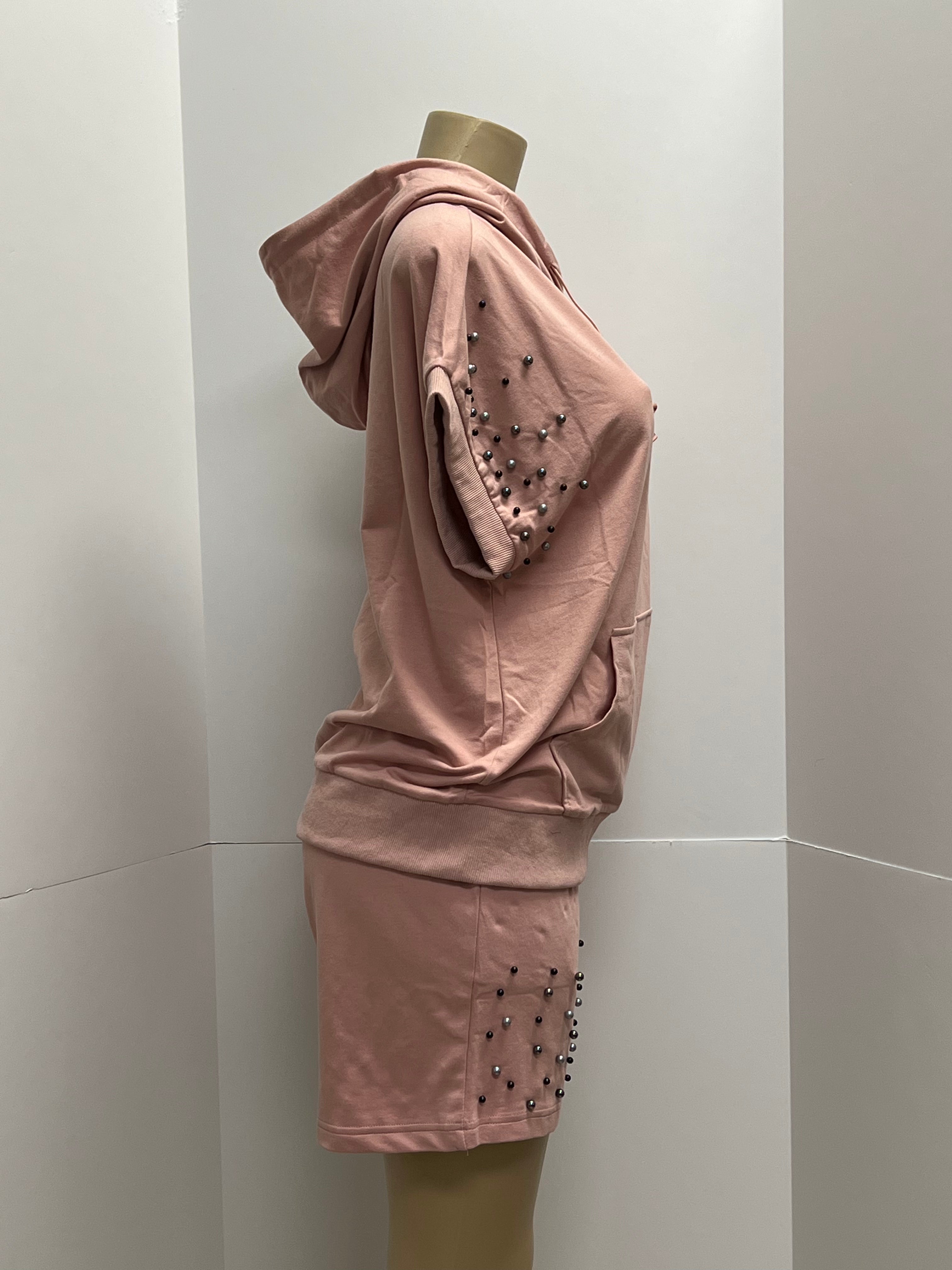 Pearl embroidered shorts set