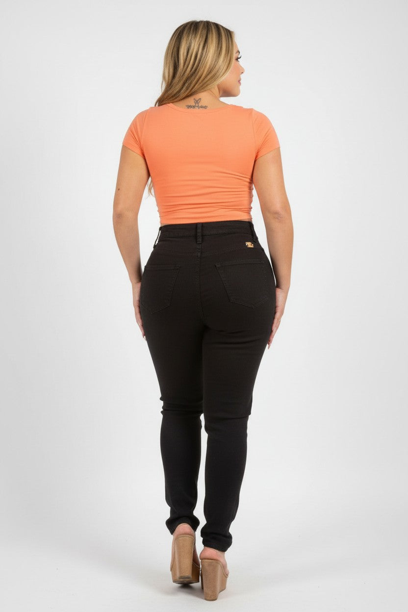 Women’s Black Button‑Fly Plus Size Skinny Jeans | Fashion Jade Pants Fashion Jade