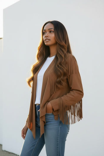 Women’s Soft Suede Fringe Jacket | Fashion Jade Coats & Jackets Fashion Jade
