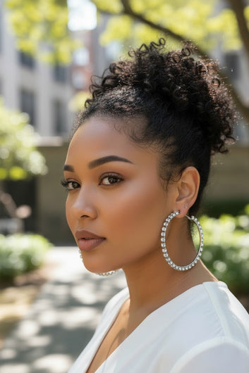 Women’s Sparkle Rhinestone Hoop Earrings – Round Statement Hoops | Fashion Jade Earrings Fashion Jade