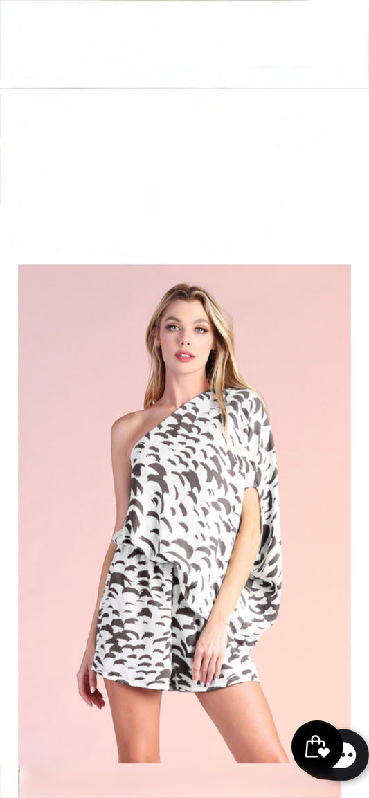 Santorini Tie Dye Slouchy One Shoulder Dress| Fashion Jade Dresses Fashion Jade