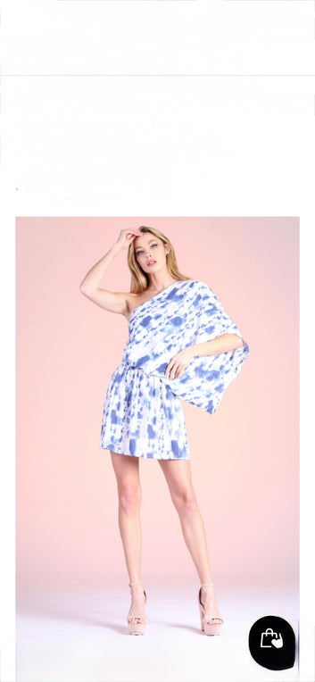 Santorini Tie Dye Slouchy One Shoulder Dress| Fashion Jade Dresses Fashion Jade