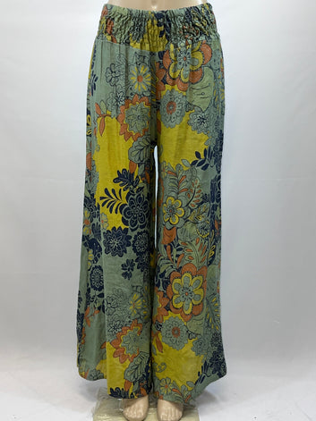 Printed Linen Lounge Pants - Women's Casual Pants | Fashion Jade Pants Fashion Jade One Size Olive