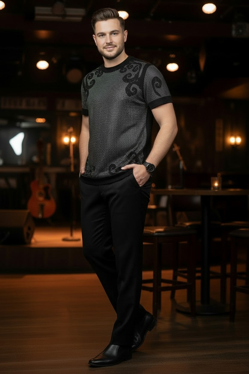 Men’s All‑Over Rhinestone Statement Shirt | Fashion Jade Shirts Fashion Jade Black Small