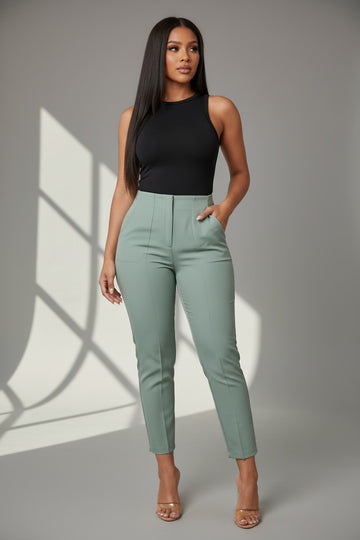 Women's High-Waist Straight Leg Pant | Fashion Jade Pants Fashion Jade Small sage