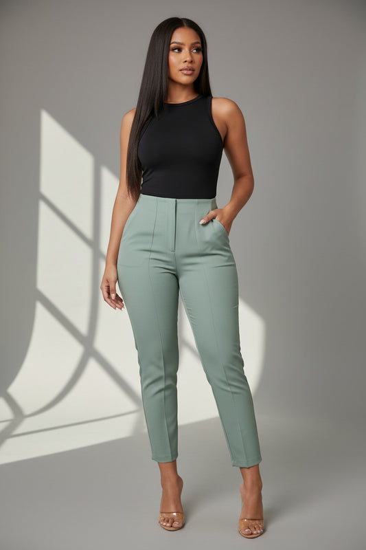 Women's High-Waist Straight Leg Pant | Fashion Jade Pants Fashion Jade Small sage