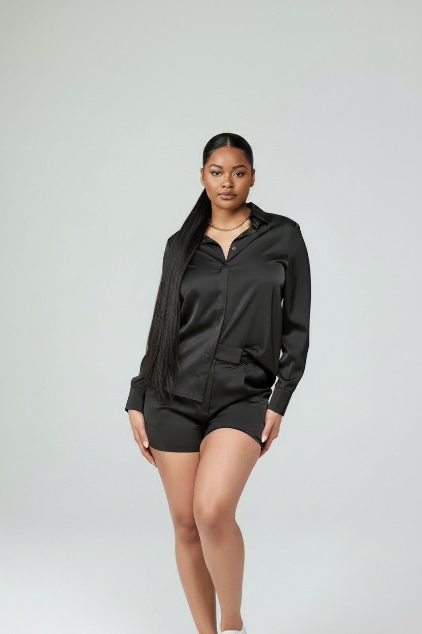 Women's Luxe Satin Short Set | Fashion Jade Set Fashion Jade