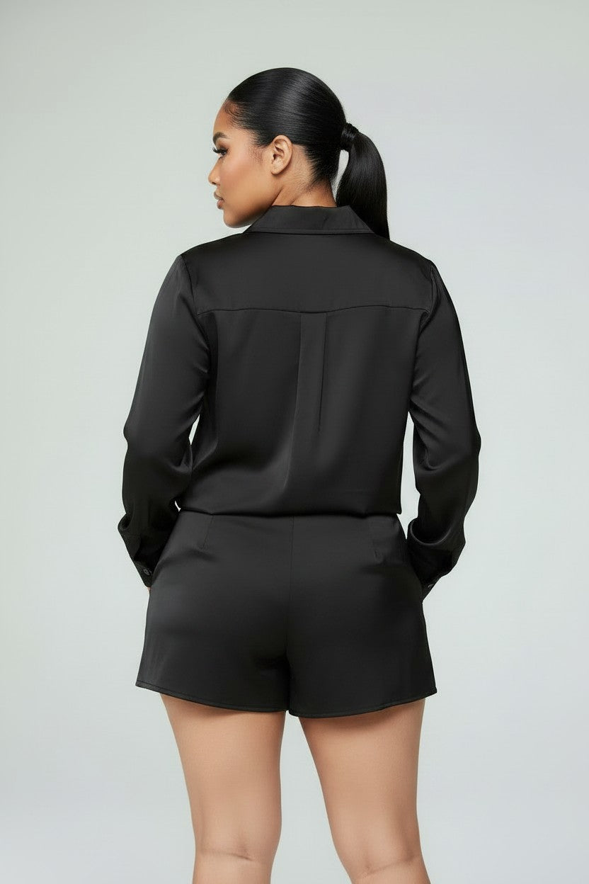 Women's Luxe Satin Short Set | Fashion Jade Set Fashion Jade