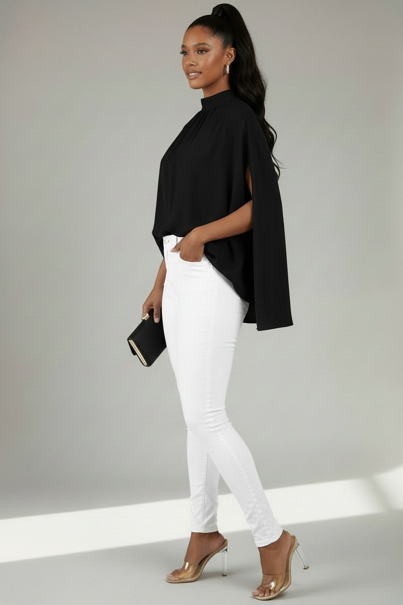 Women’s High‑Neck Draped Blouse – Effortless Elegance | Fashion Jade Blouse Fashion Jade Small Black