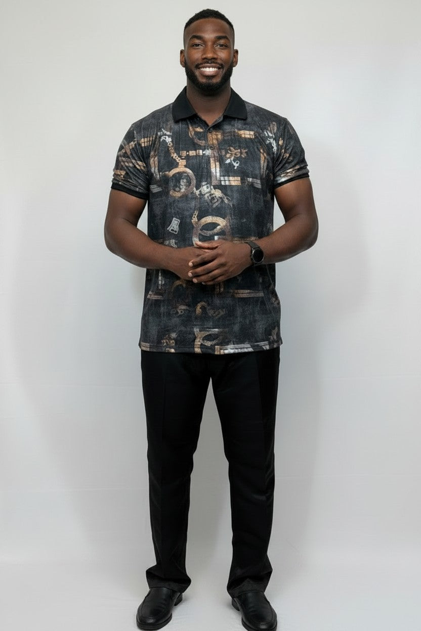 Men’s Luxury Print Short‑Sleeve Polo | Fashion Jade Shirts Fashion Jade