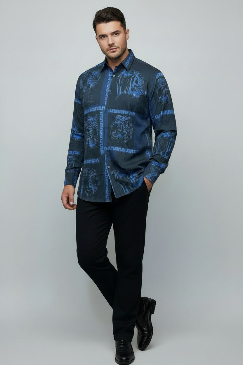 Men’s Leopard Head Satin Print Shirt | Fashion Jade Shirts Fashion Jade