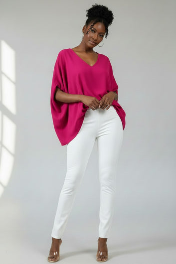 Women’s Draped V‑Neck Top – Effortless Luxe | Fashion Jade Shirts & Tops Fashion Jade Small Pink
