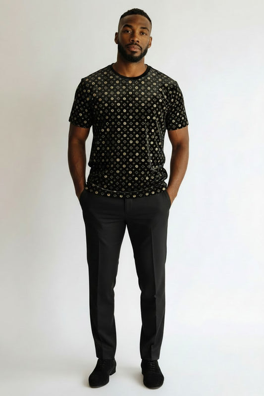 Men’s Geo Print Performance Tee | Fashion Jade Shirts Fashion Jade Black Small