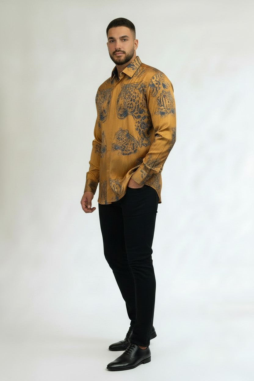 Men’s Leopard Head Satin Print Shirt | Fashion Jade Shirts Fashion Jade