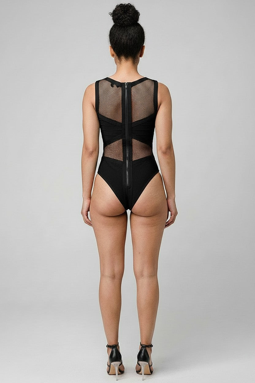 Women’s Deep‑V Mesh Bodysuit – Luxe Edge | Fashion Jade Jumpsuit Fashion Jade