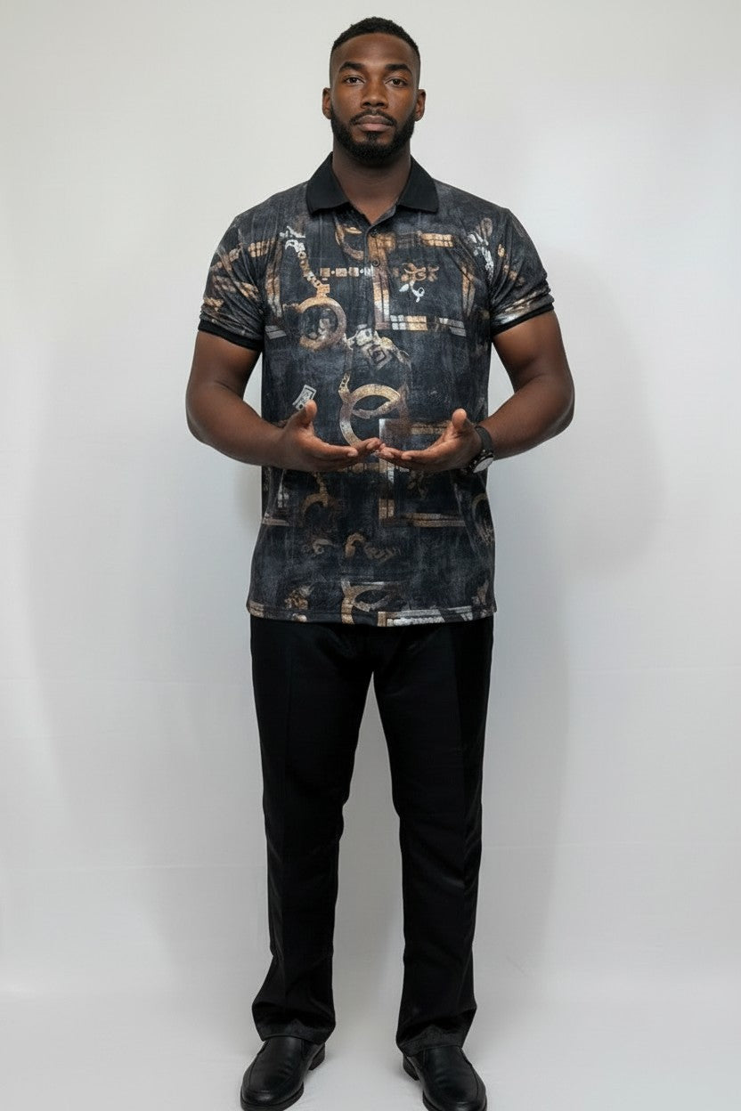 Men’s Luxury Print Short‑Sleeve Polo | Fashion Jade Shirts Fashion Jade