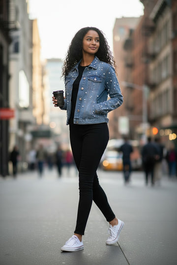 Women's Pearl Embroidered Denim Jacket | Fashion Jade Coats & Jackets Fashion Jade