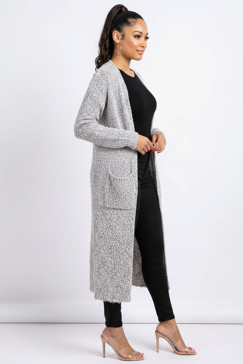 Women’s Plush Fuzzy Knit Cardigan | Fashion Jade Coats & Jackets Fashion Jade Small Gray
