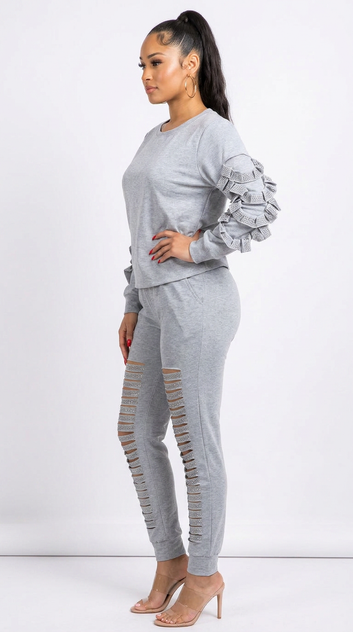 Women’s Rhinestone Embellished Sweatshirt | Fashion Jade Shirts & Tops Fashion Jade