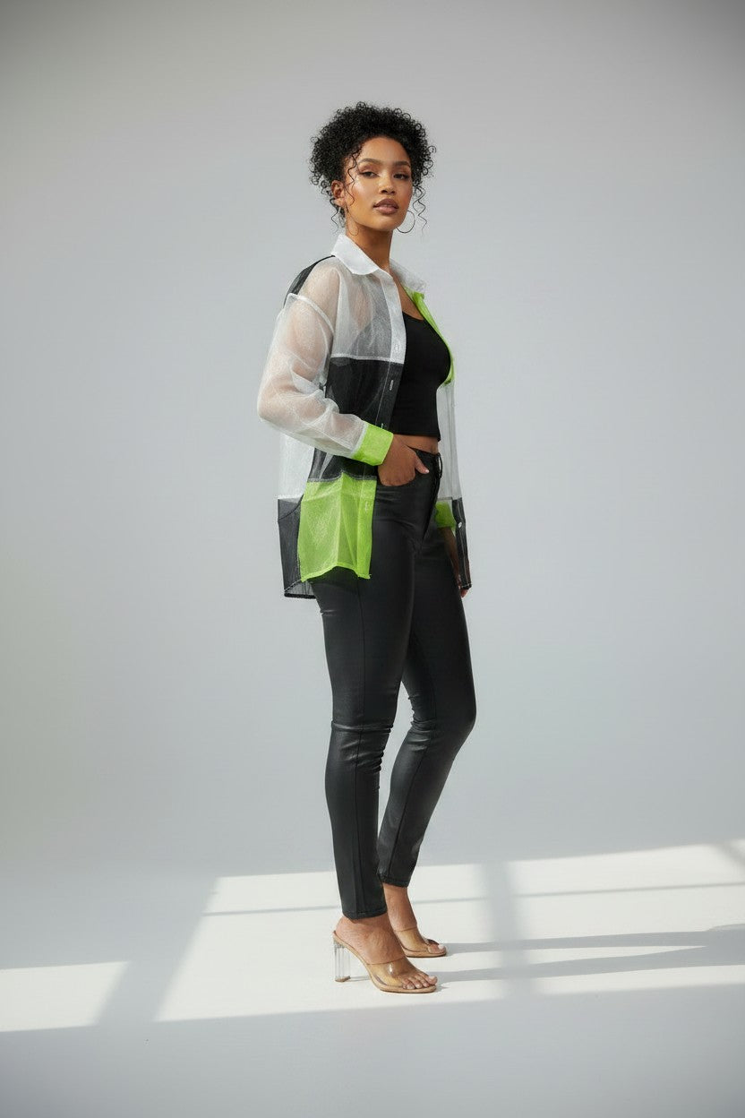 Women's Sheer Checkerboard Blouse | Fashion Jade Shirts & Tops Fashion Jade
