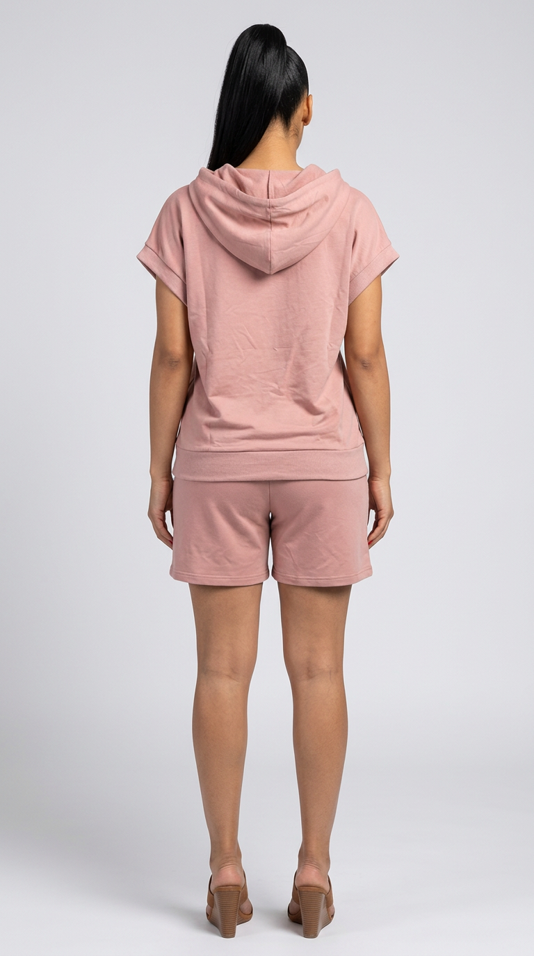 Women’s Pearl‑Studded Hoodie Lounge Short Set | Fashion Jade Outfit Sets Fashion Jade