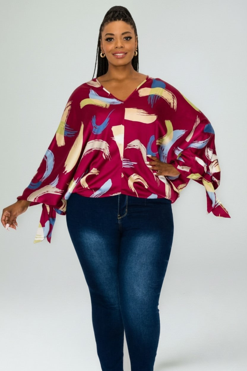 Women’s Plus Size Flowy V‑Neck Blouse | Fashion Jade Shirts Fashion Jade Red X-Large