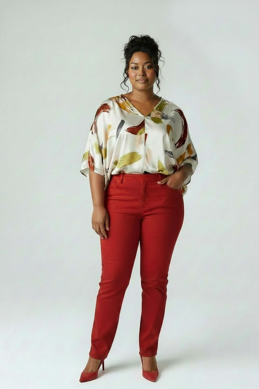 Women’s Plus Size Flowy V‑Neck Blouse | Fashion Jade Shirts Fashion Jade White X-Large