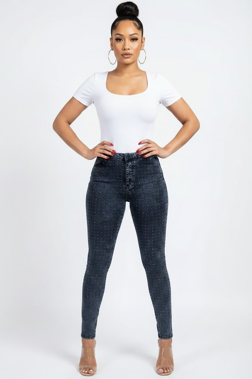 Women’s Sparkle Denim Jeggings – Chic Comfort | Fashion Jade Pants Fashion Jade Small Blue