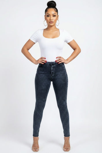 Women’s Sparkle Denim Jeggings – Chic Comfort | Fashion Jade Pants Fashion Jade Small Blue