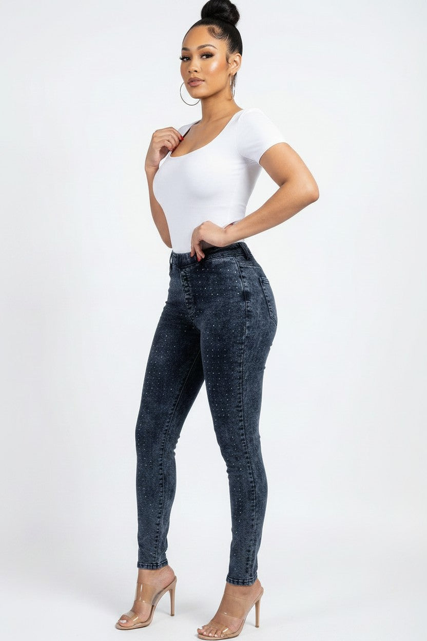 Women’s Sparkle Denim Jeggings – Chic Comfort | Fashion Jade Pants Fashion Jade