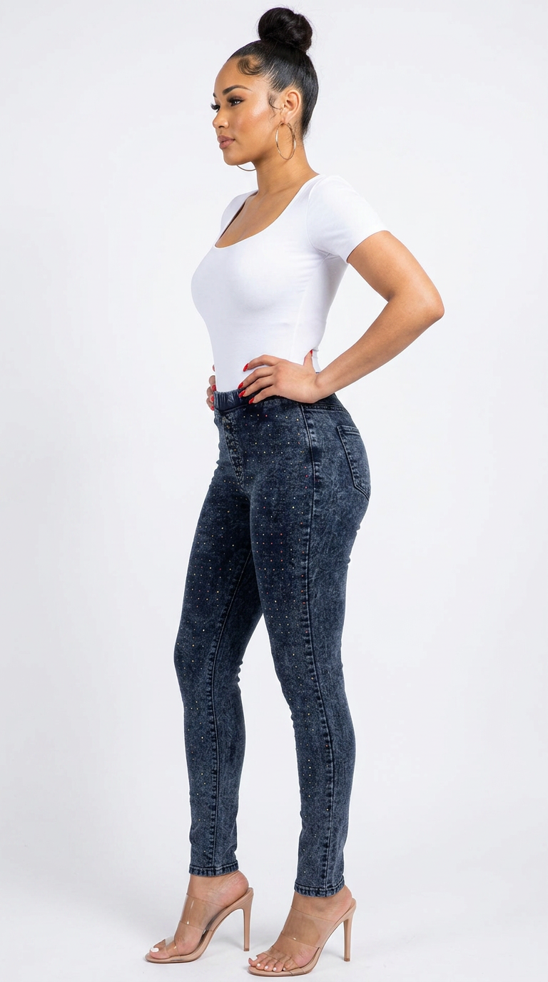 Women’s Sparkle Denim Jeggings – Chic Comfort | Fashion Jade Pants Fashion Jade
