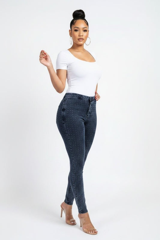 Women’s Sparkle Denim Jeggings – Chic Comfort | Fashion Jade Pants Fashion Jade
