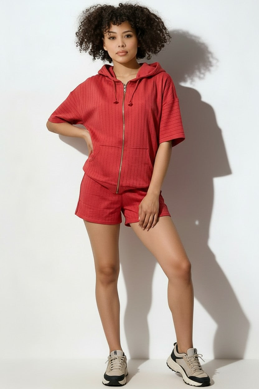 Women’s Striped Rhinestone Lounge Set – Casual Glam | Fashion Jade Outfit Sets Fashion Jade Small Raspberry