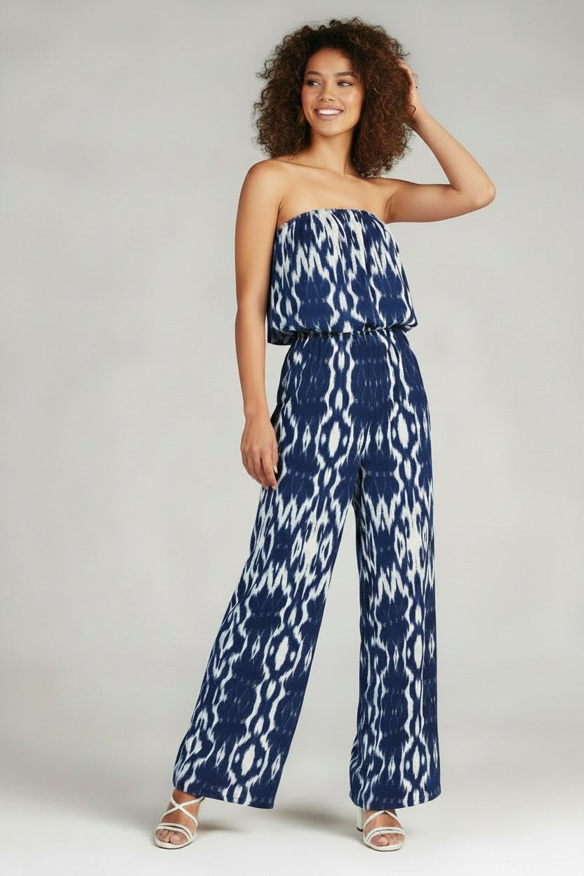 Women’s Luxe Strapless Satin Jumpsuit | Fashion Jade Jumpsuit Fashion Jade Small Blue 100% Polyester