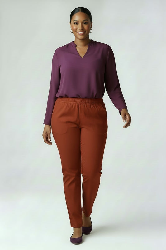 Women's Plus Size Rayon Stretch Skinny Pants | Fashion Jade Pants Fashion Jade Orange X-Large