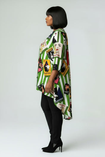 Women’s Plus Size Striped Magazine Print Tunic Top | Fashion Jade Shirts Fashion Jade