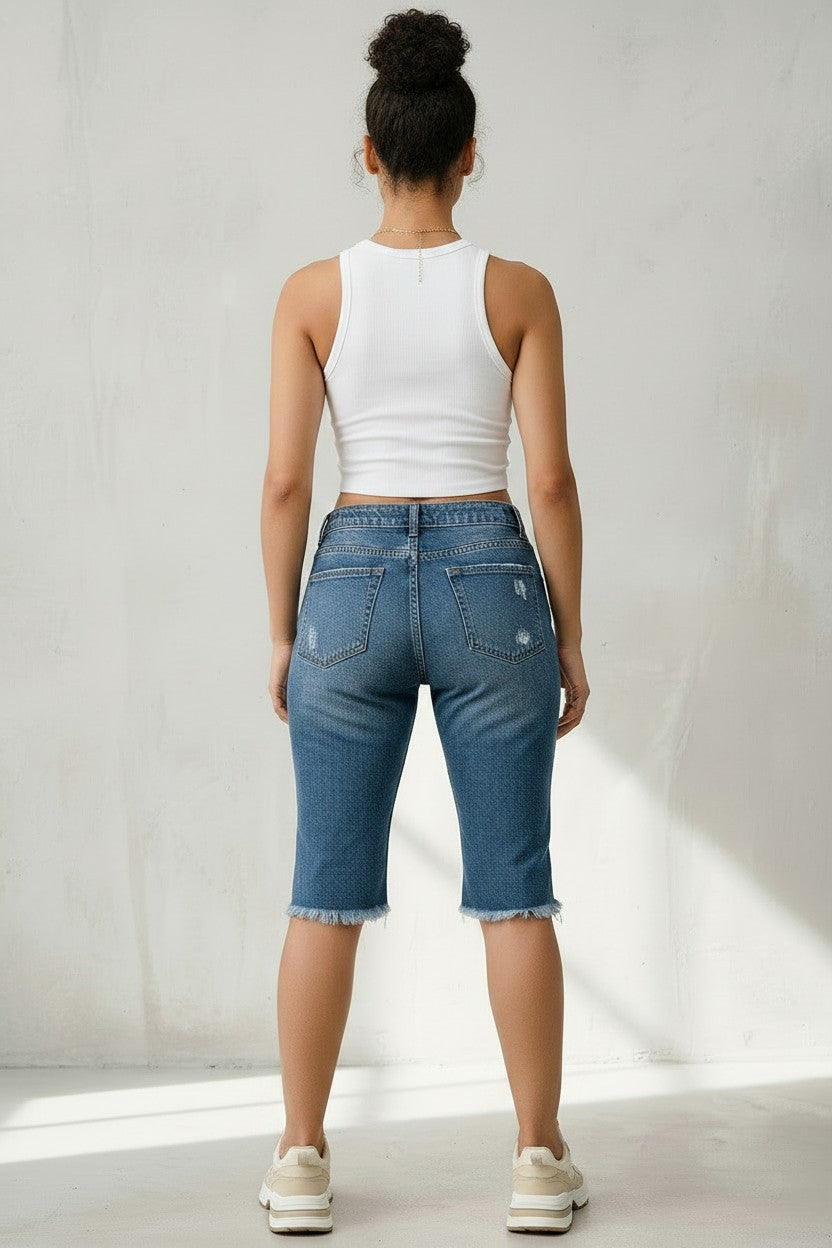 Women’s Distressed Denim Bermuda Shorts | Fashion Jade Shorts Fashion Jade