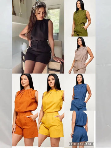 Sleeveless Linen Short Set - Women's Summer Outfit | Fashion Jade Set Fashion Jade