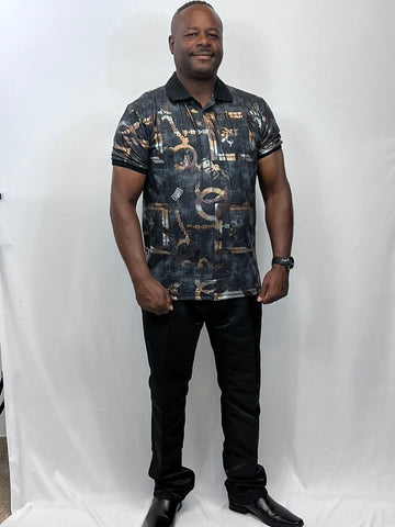 Pattern Polo Shirt - Men's Casual Polo | Fashion Jade Shirts Fashion Jade Gold/Black Small