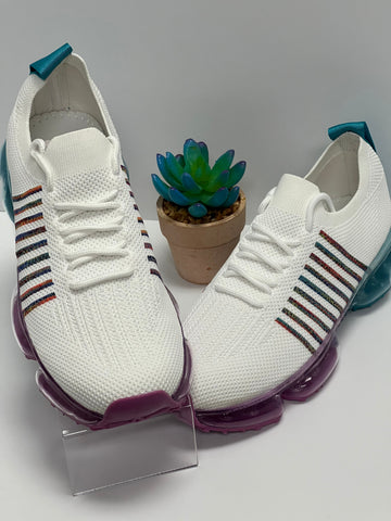 Colorful Striped Sneakers Shoes Fashion Jade