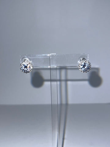 White Gold Plated Moissanite Stud Earrings - Luxury Jewelry | Fashion Jade Earrings Fashion Jade