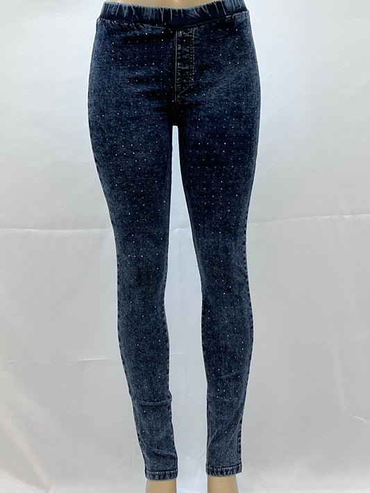 Denim rhinestone jeggings