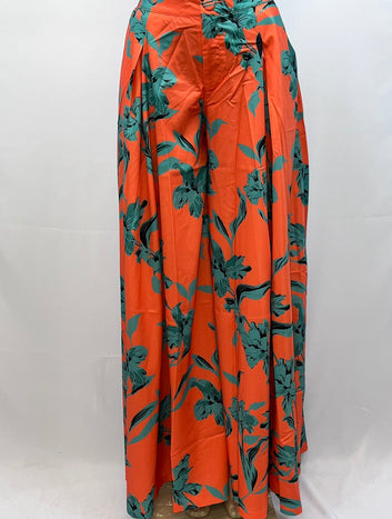 Tropical Satin Pants - Women's Luxury Satin Trousers | Fashion Jade Pants Fashion Jade X-Large Burnt Orange