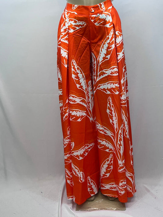 Tropical satin burnt orange pants